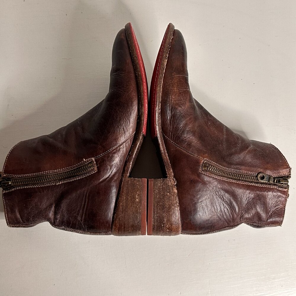 Bed Stu Cobbler Distressed Leather side zip Ankle Boots Women Size 8 - Picture 6 of 9